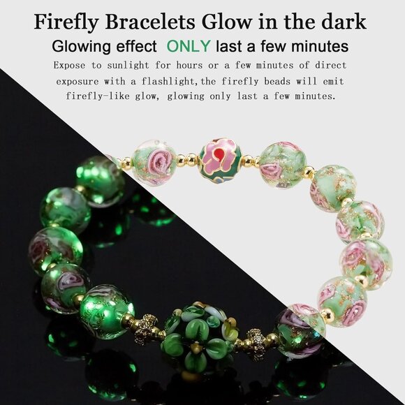 Luminous Murano Glass Bracelet - Chic Glow in The Dark Green Jewelry for Women - Picture 2 of 7